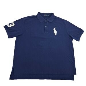 Polo Ralph Lauren Shirt Men's 2XB Big Navy Blue Polo Big Pony #3 Preppy